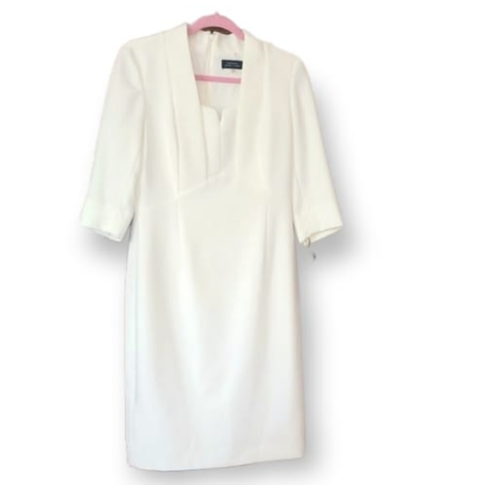 NWT TAHARI ARTHUR S. LEVINE 3/4 SLEEVE IVORY DRESS SIZE 6